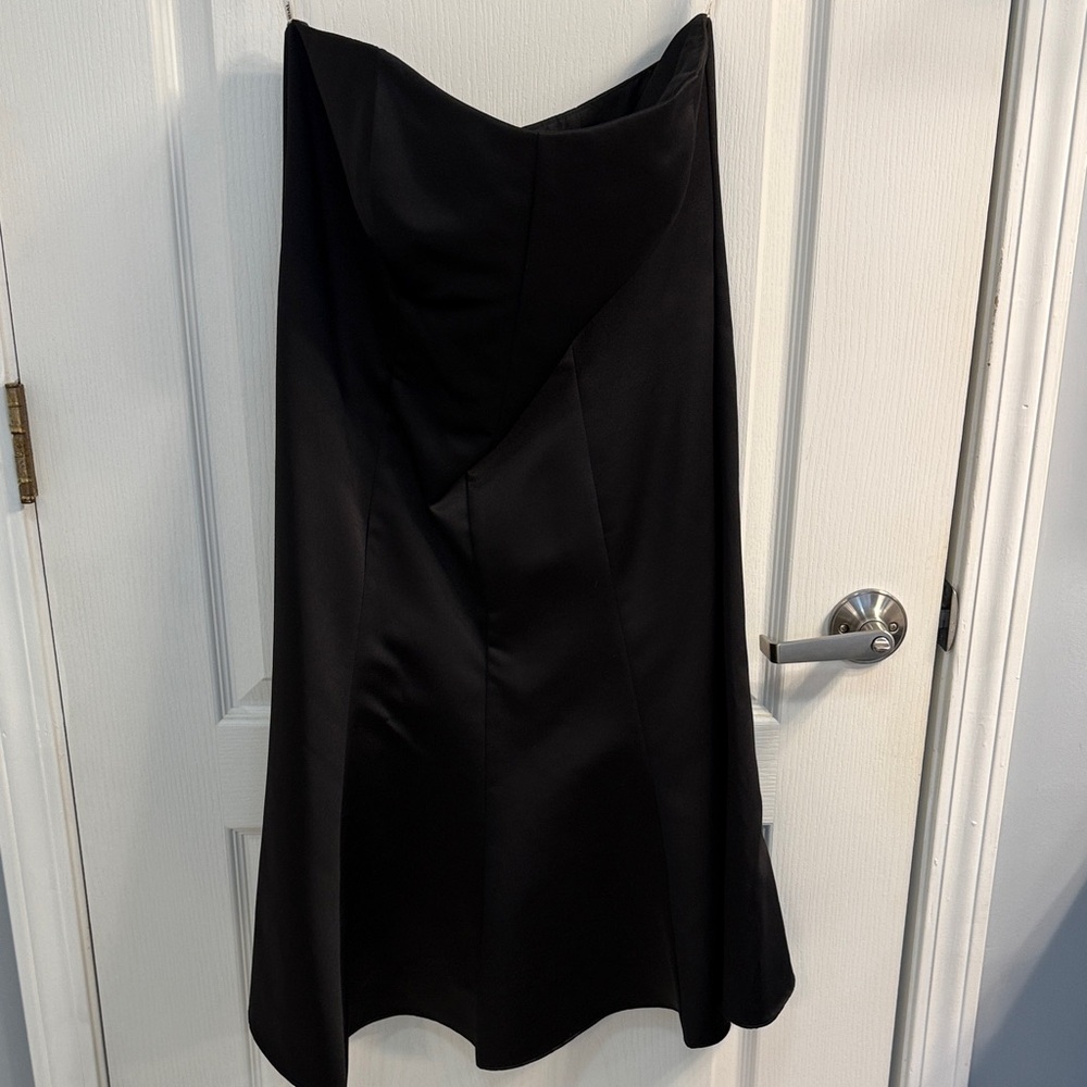David's Bridal Elegant Black Strapless Short Dress
